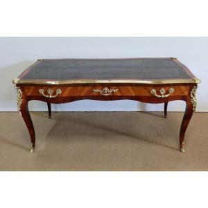Ceremonial Desk In Rosewood And Violet Wood, Louis XV Style - 2nd Half Nineteenth