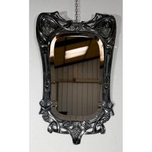 Mirror In Silver Metal, Art Nouveau - Late 19th / Early 20th Century