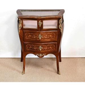 Small Showcase Commode In Mahogany And Violet Wood, Louis XV Style - Late Nineteenth