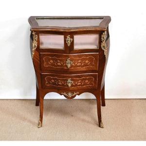 Petite Commode Vitrine En Acajou Et Bois De Violette, Style Louis XV – Fin XIXe