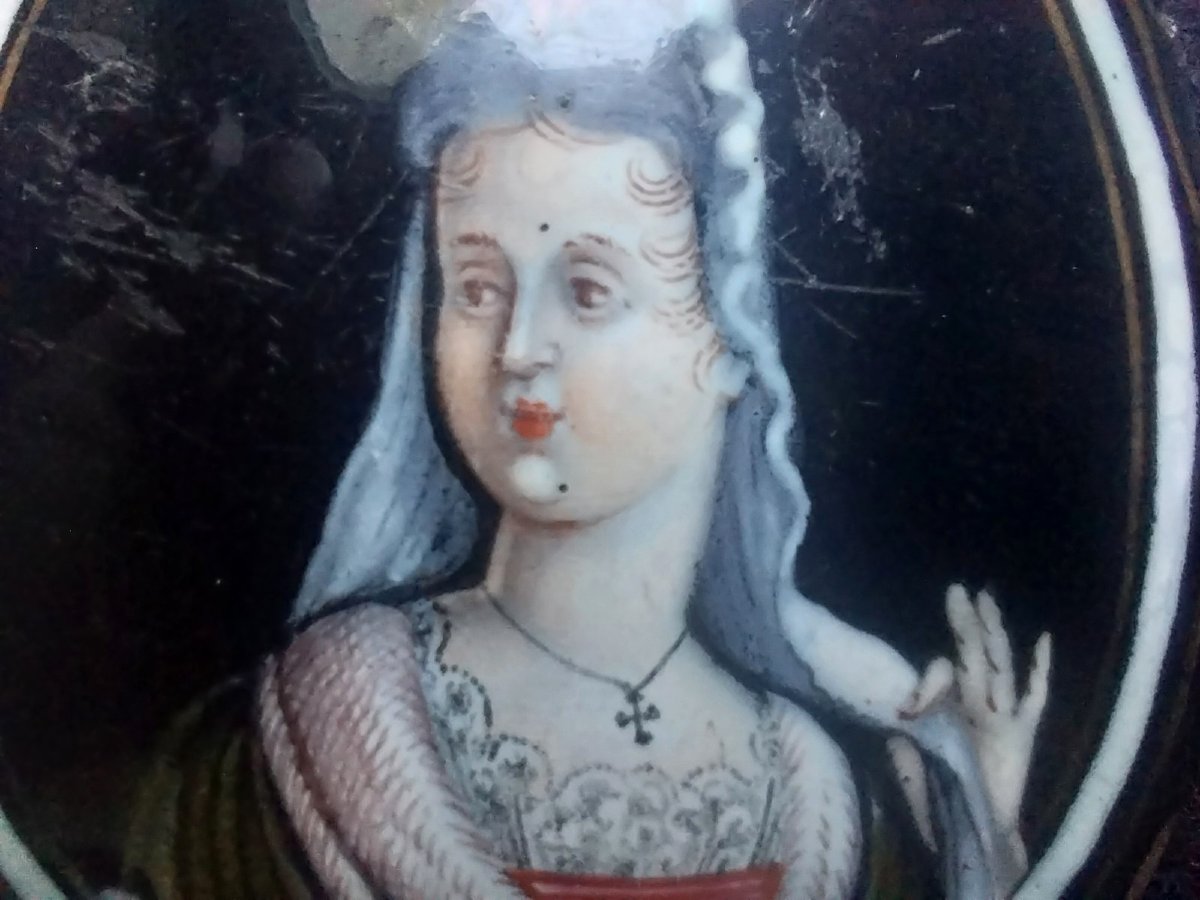 Louis XIV-era French Enameled Plaque For Game Purse -photo-2
