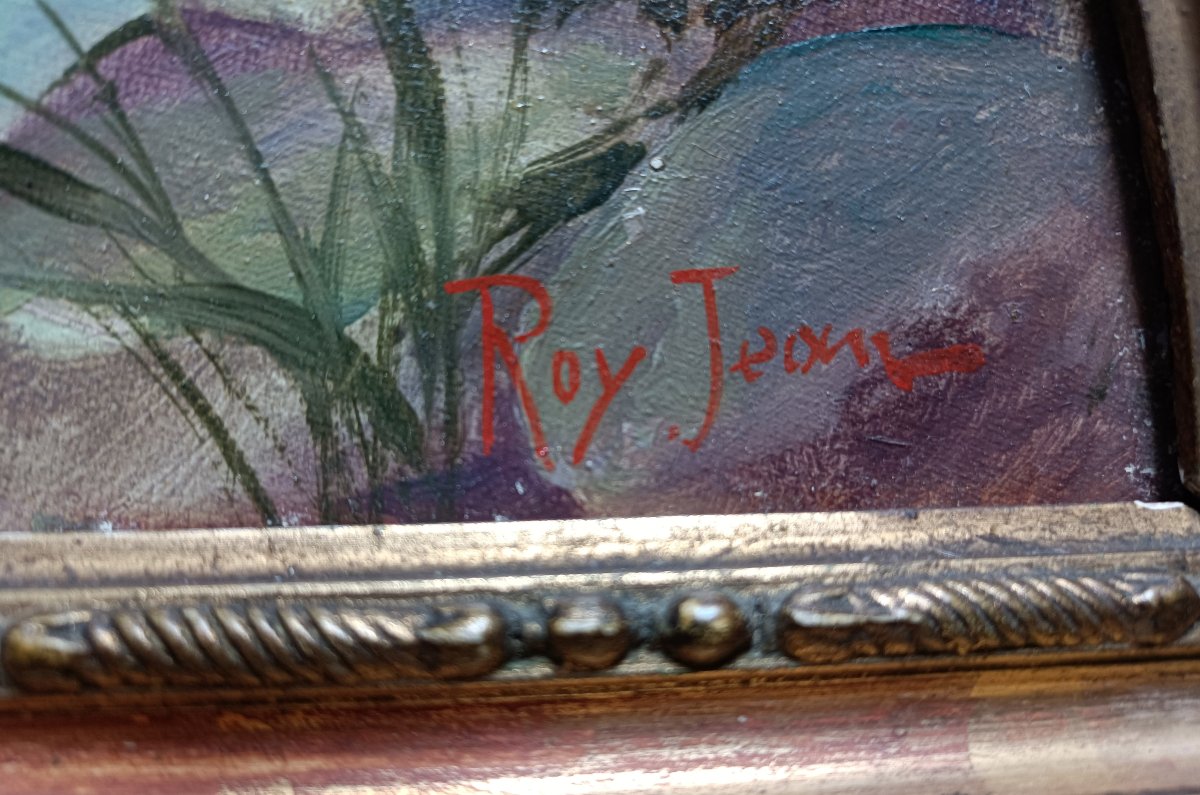 Fan-shaped Painting By Jean Ulysse Roy, *baigneuse* — Art Nouveau Period-photo-3