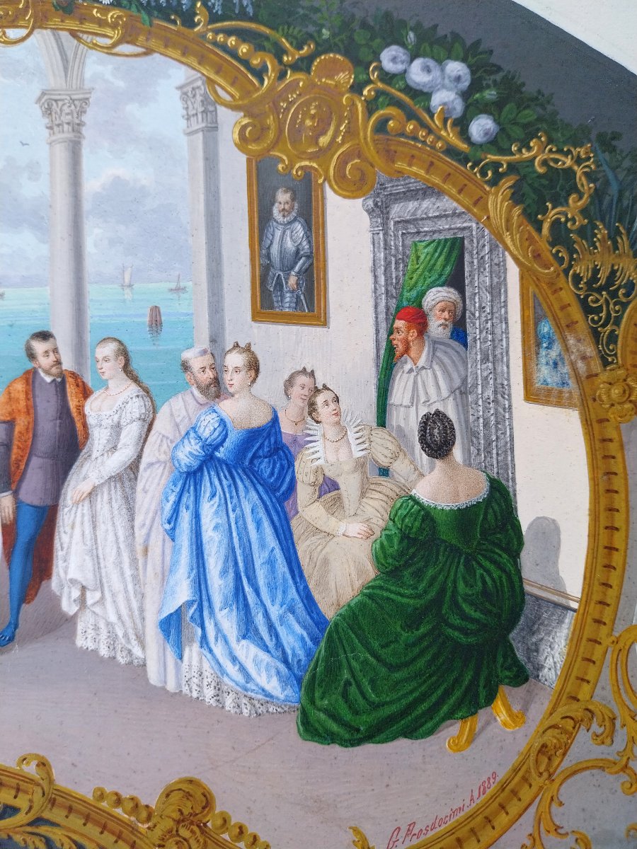 Projet d'éventail par Giovanni Prosdocimi - Bal dans un palais à Venise-photo-1