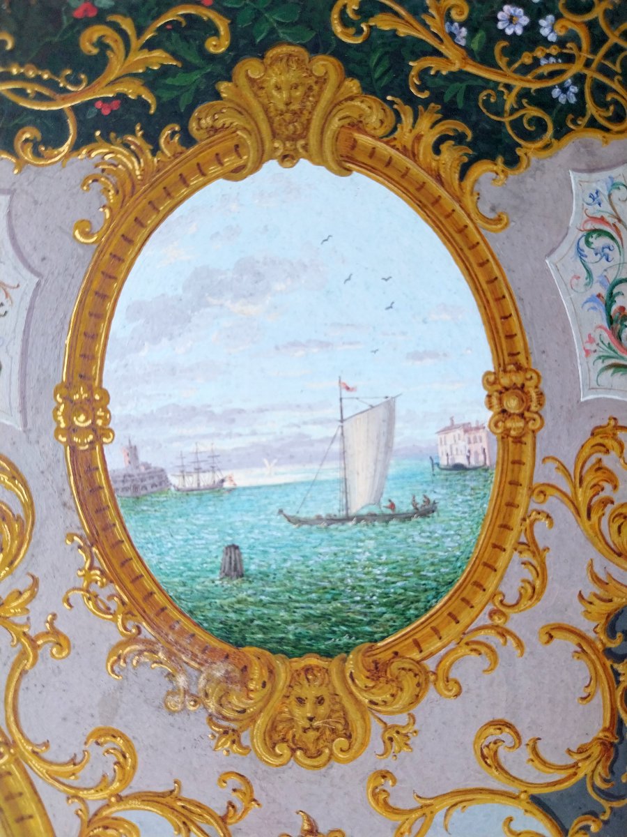 Projet d'éventail par Giovanni Prosdocimi - Bal dans un palais à Venise-photo-3