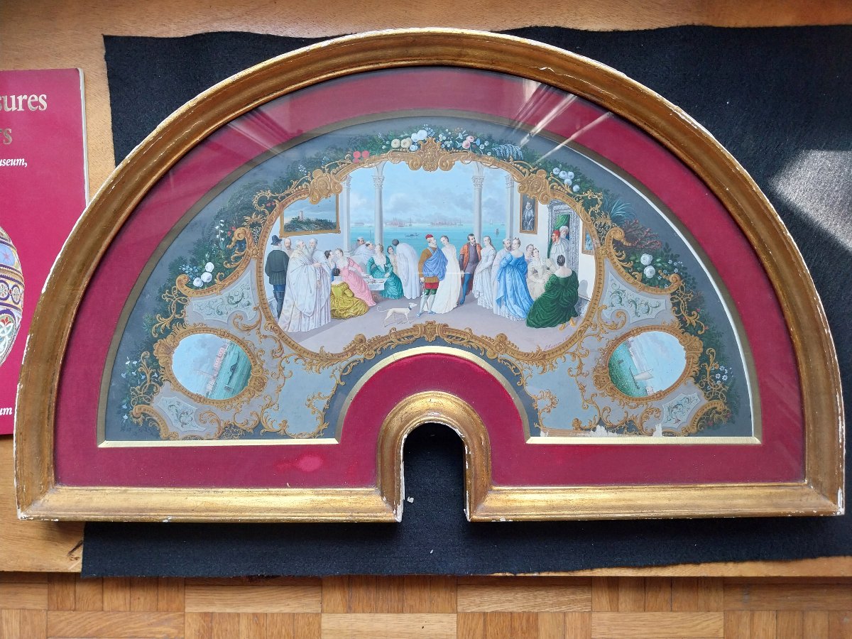 Projet d'éventail par Giovanni Prosdocimi - Bal dans un palais à Venise-photo-5