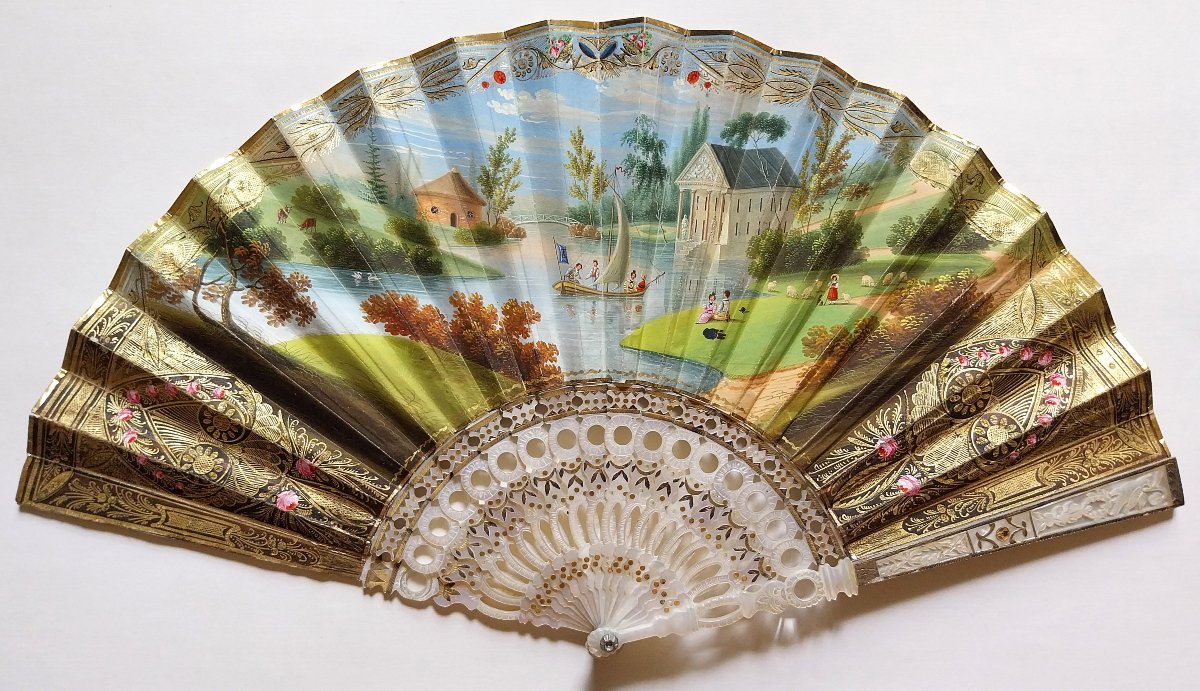 Fan With Optical System - France - Galeries Du Palais Royal - C. 1825