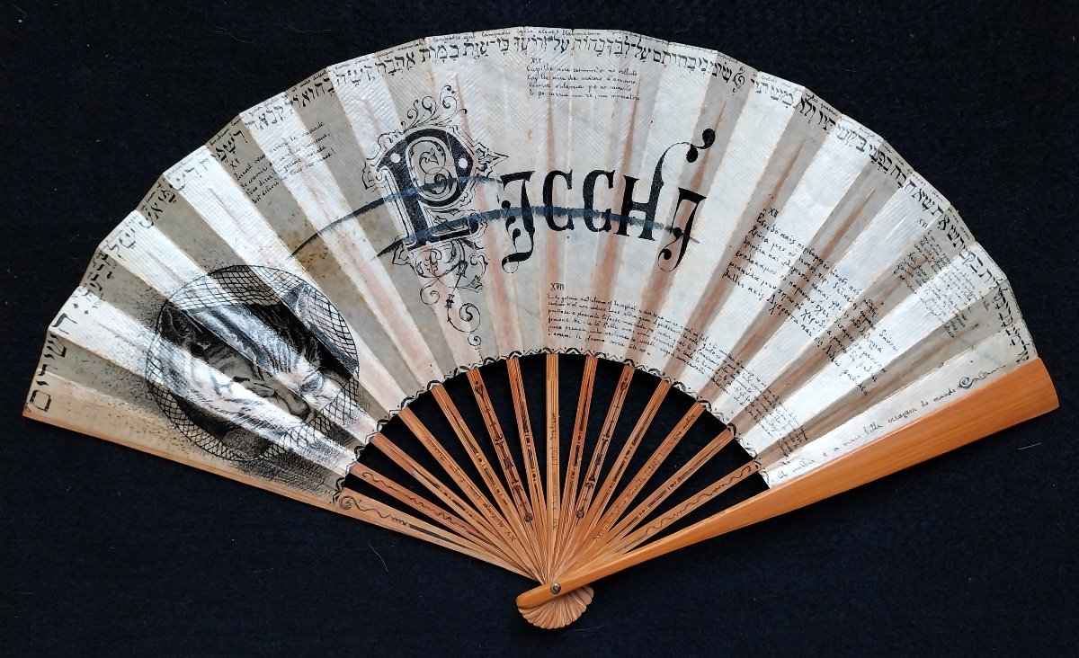 EVENTAIL, ENVOI D'UN ¨PHILOLOGUE ITALIEN c. 1900-photo-4
