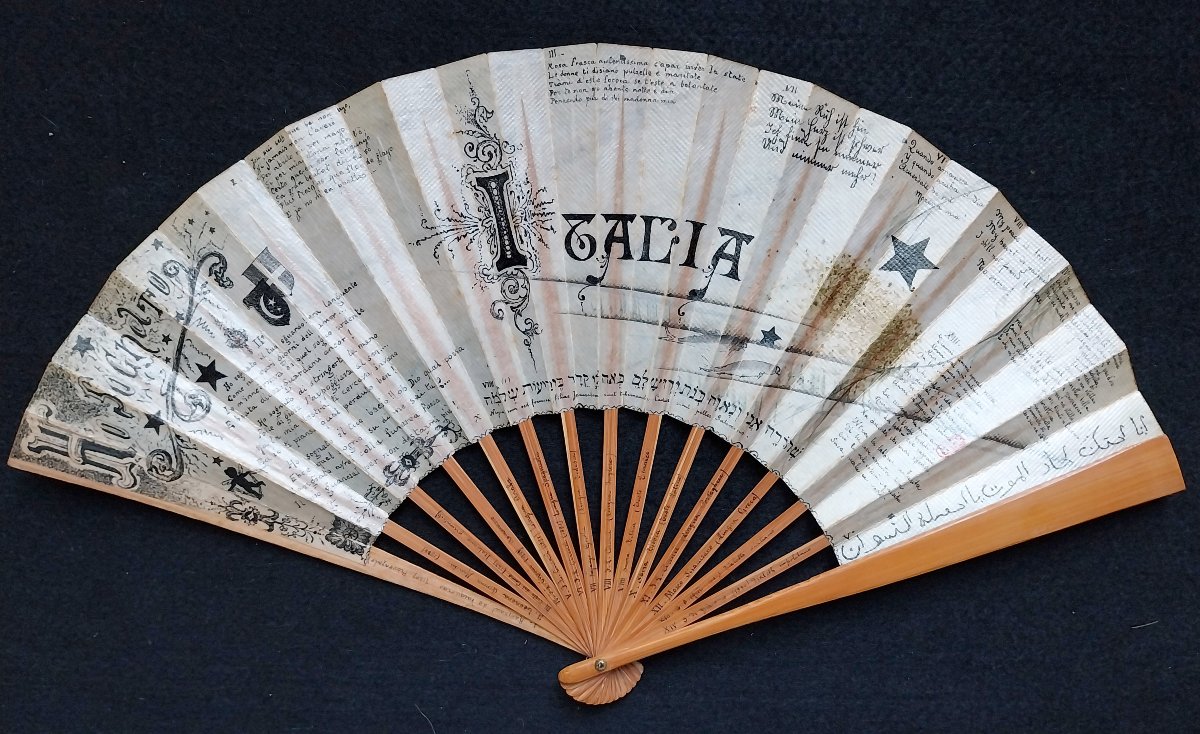 EVENTAIL, ENVOI D'UN ¨PHILOLOGUE ITALIEN c. 1900