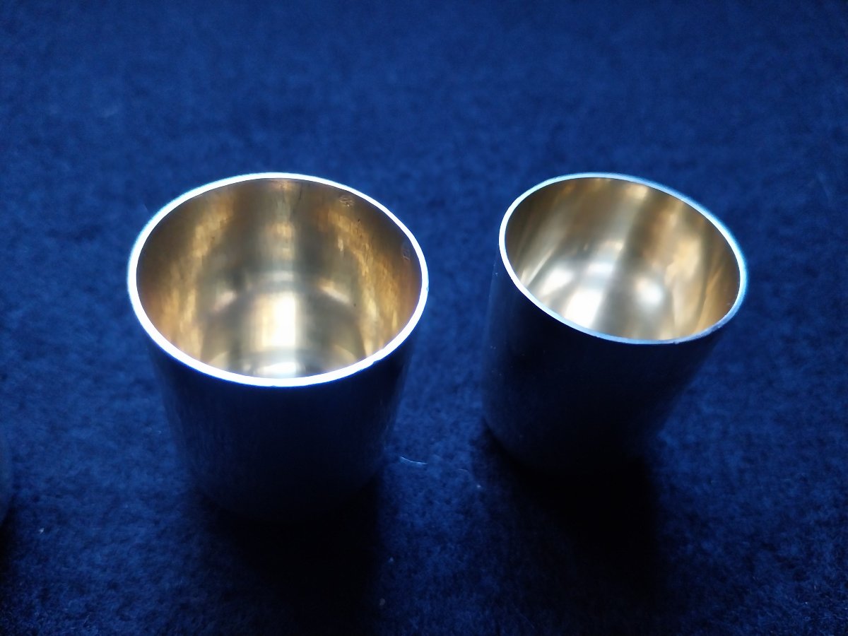 GOBELETS DE CHASSE Schnapsbecher EN ARGENT - NURTINGEN c. 1900 -photo-2