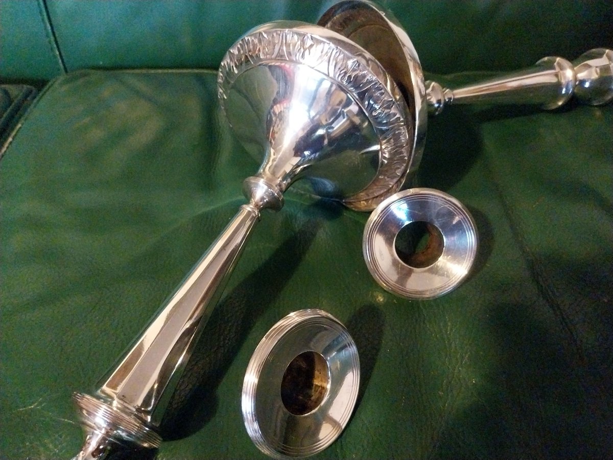 Paire de bougeoir en argent - Russie, Saint-Petersbourg - 1804-photo-1