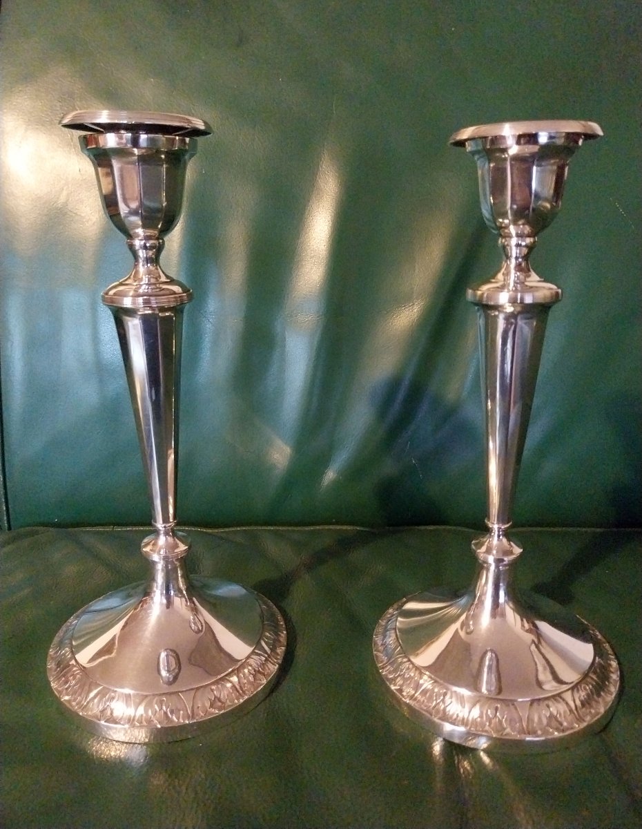 Paire de bougeoir en argent - Russie, Saint-Petersbourg - 1804