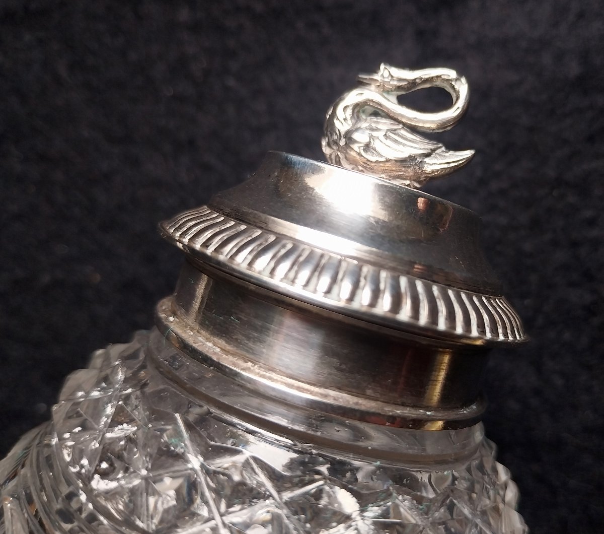 ENCRIER EN CRISTAL ET ARGENT ÉPOQUE RESTAURATION-photo-2
