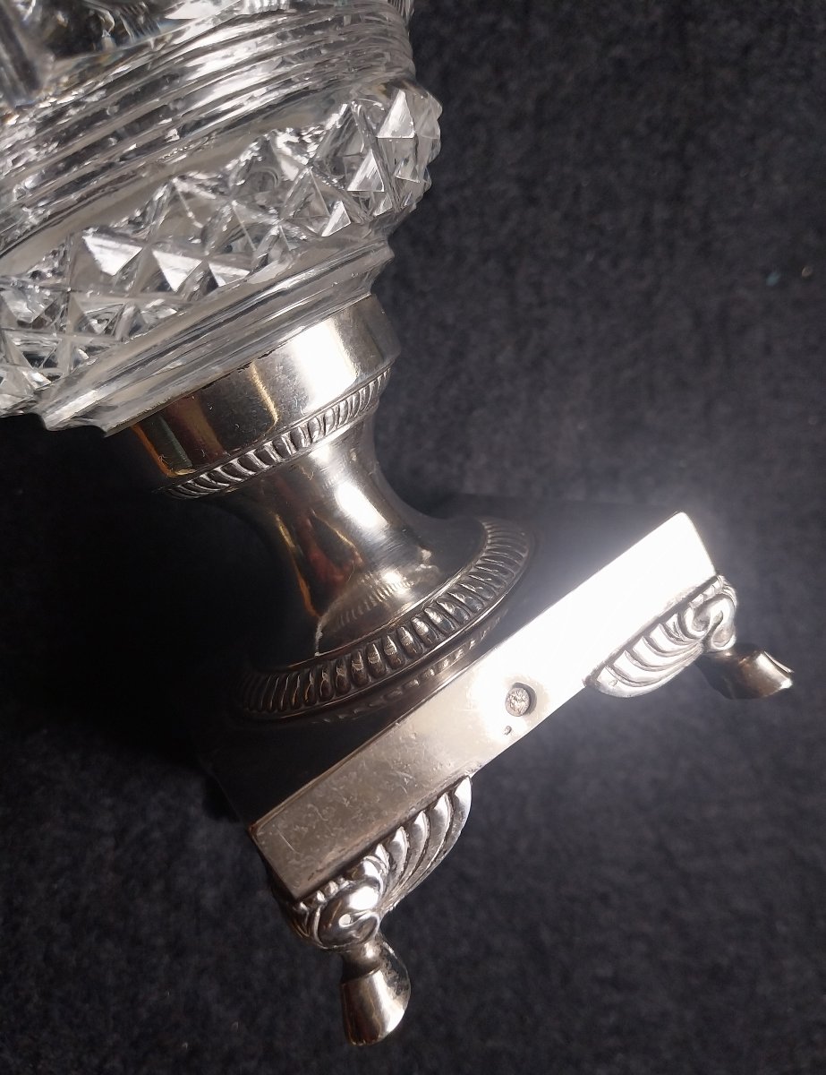 ENCRIER EN CRISTAL ET ARGENT ÉPOQUE RESTAURATION-photo-3