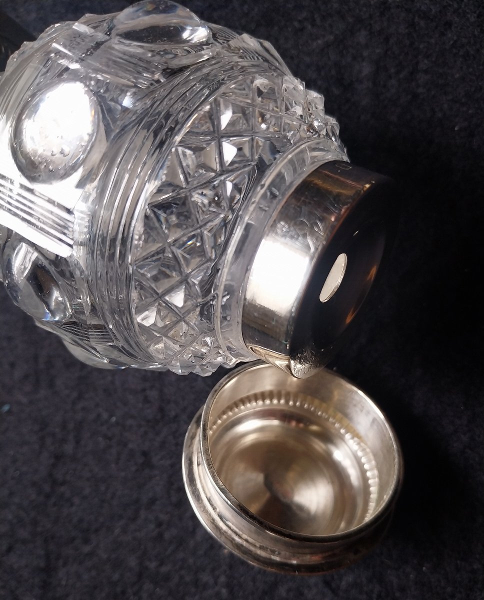 ENCRIER EN CRISTAL ET ARGENT ÉPOQUE RESTAURATION-photo-4