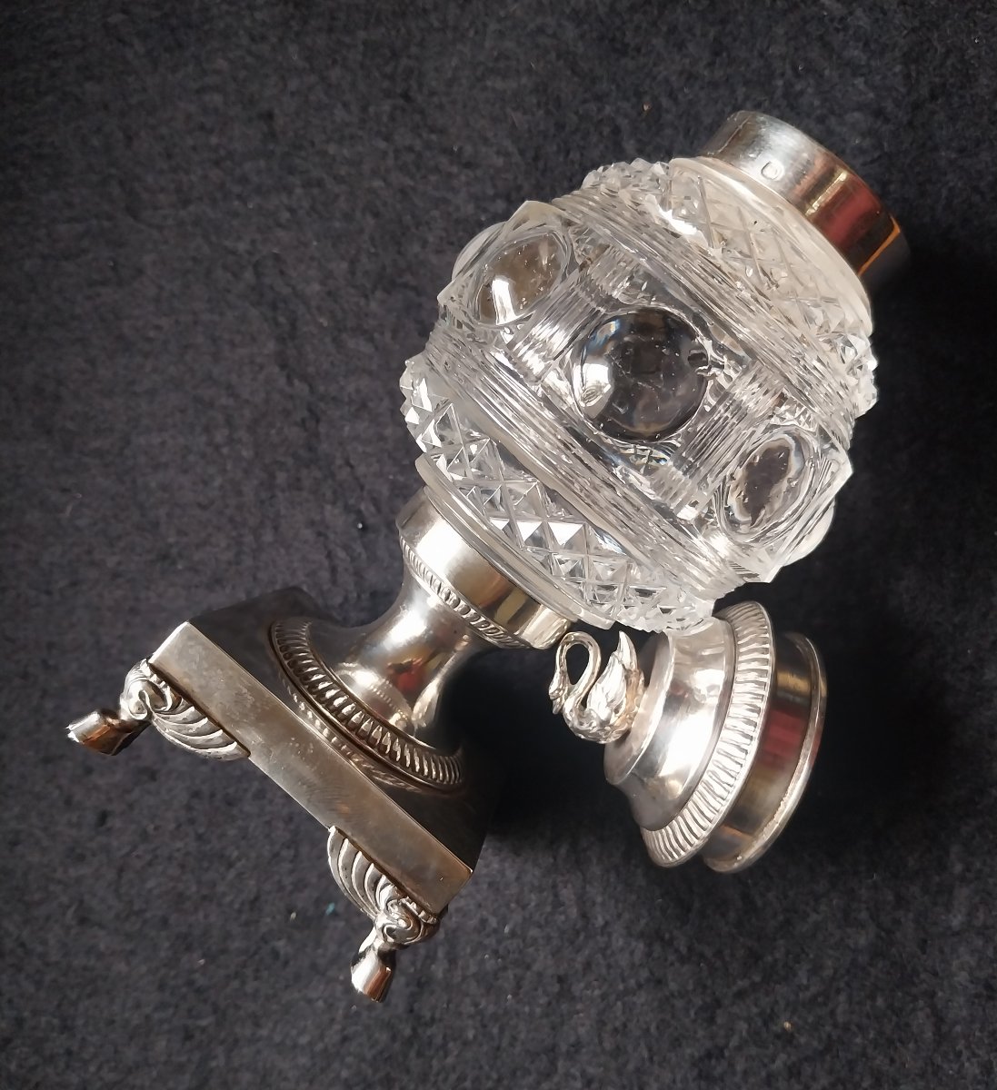 ENCRIER EN CRISTAL ET ARGENT ÉPOQUE RESTAURATION-photo-1