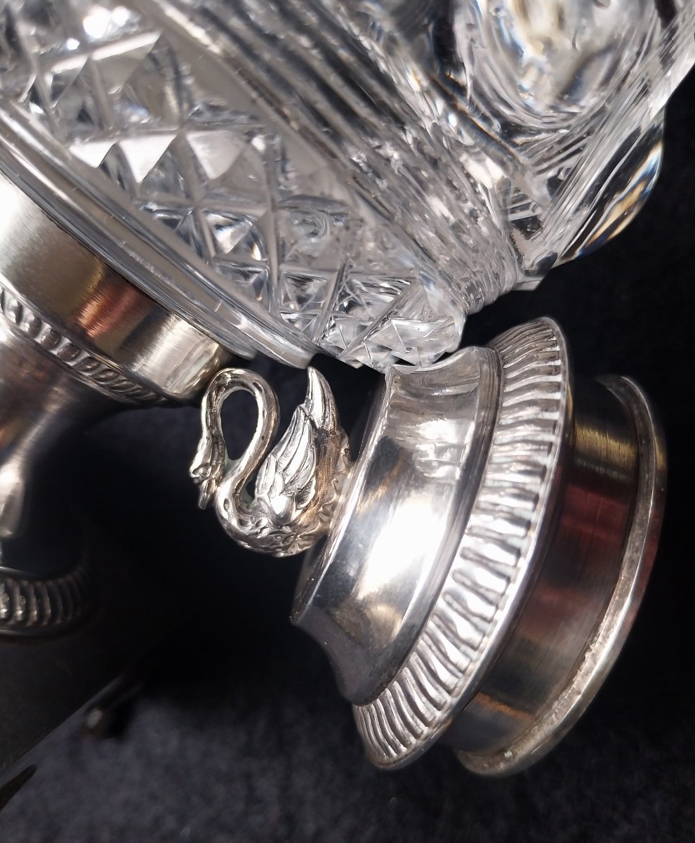 ENCRIER EN CRISTAL ET ARGENT ÉPOQUE RESTAURATION-photo-2