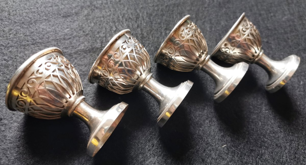 SUITE DE 4 COQUETIERS EN ARGENT - PARIS 1er EMPIRE-photo-2