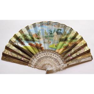 Fan With Optical System - France - Galeries Du Palais Royal - C. 1825