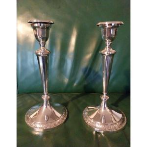 Pair Of Silver Candlesticks - Russia, Saint Petersburg - 1804