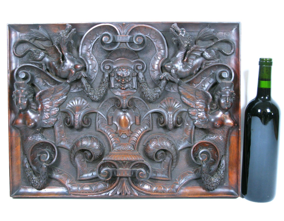 Magnificent 19th Century French Carved Walnut Panel-photo-4