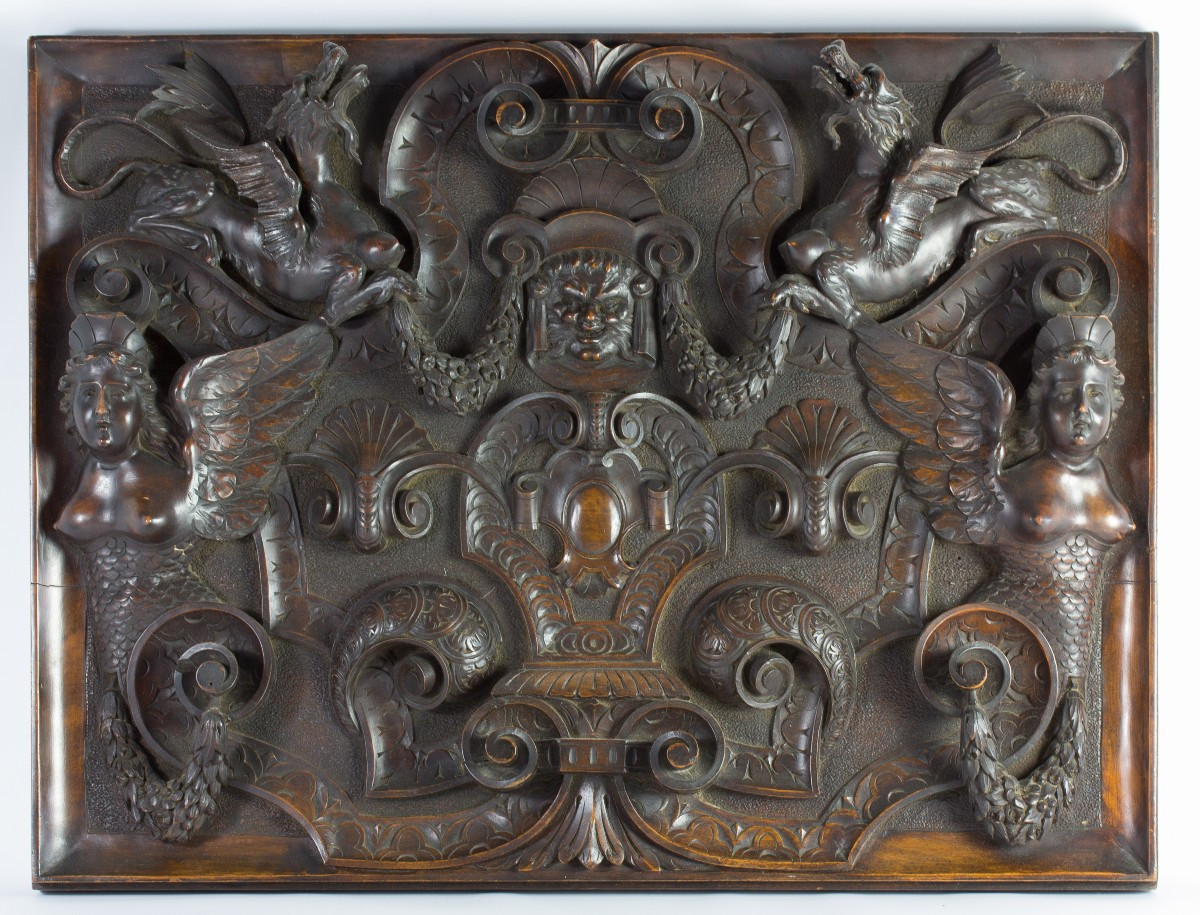 Magnificent 19th Century French Carved Walnut Panel