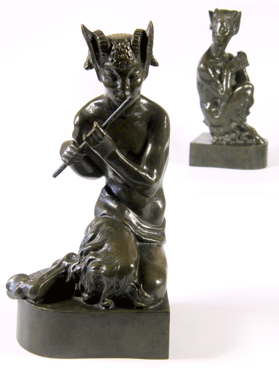 Paire De Serre-livres En Bronze Art Déco André Gilbert Circa 1925 Musiciens Faunes-photo-2