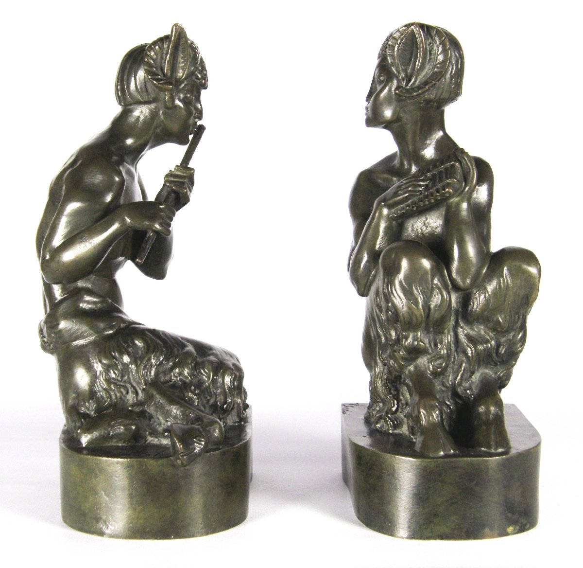 Paire De Serre-livres En Bronze Art Déco André Gilbert Circa 1925 Musiciens Faunes-photo-1