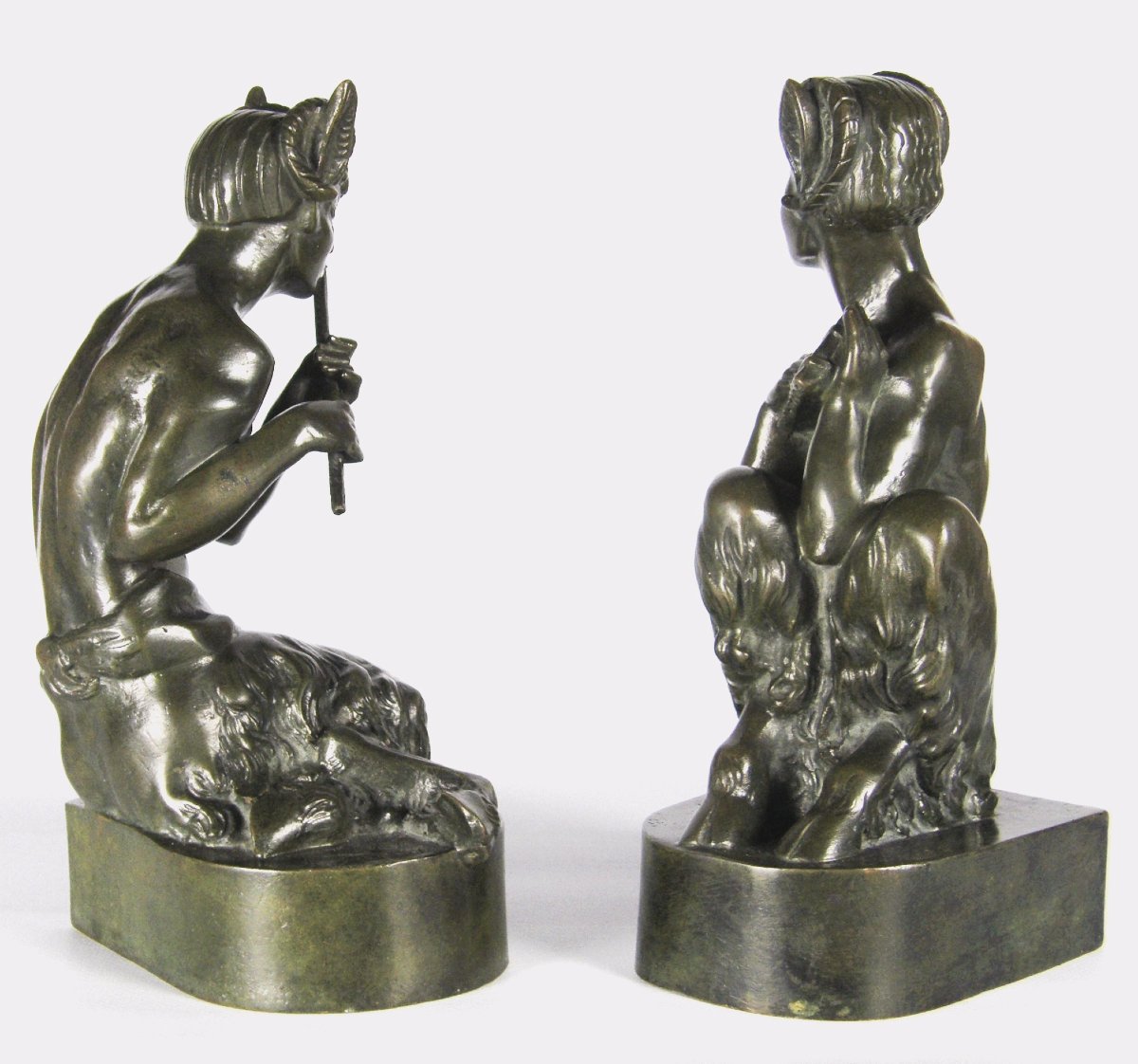 Paire De Serre-livres En Bronze Art Déco André Gilbert Circa 1925 Musiciens Faunes-photo-3