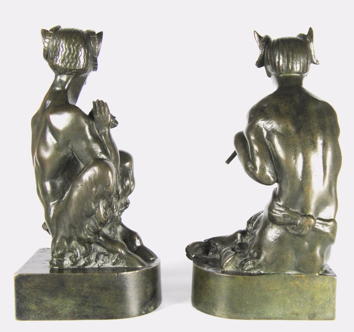Paire De Serre-livres En Bronze Art Déco André Gilbert Circa 1925 Musiciens Faunes-photo-4
