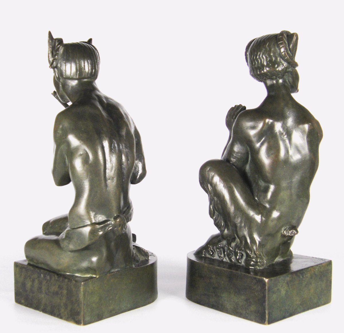 Paire De Serre-livres En Bronze Art Déco André Gilbert Circa 1925 Musiciens Faunes-photo-5