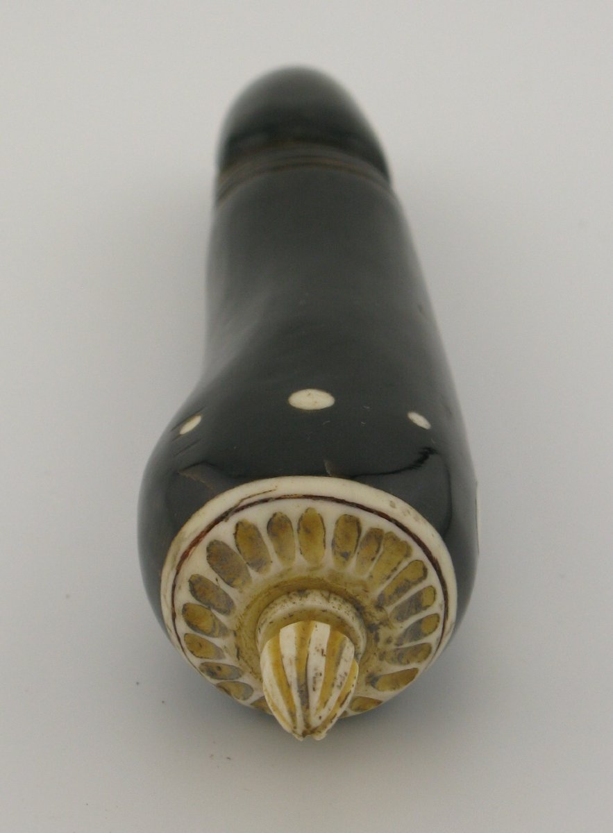 Bouteille de parfum érotique en corne de prisonnier de guerre Napoléonien, coffret en paille-photo-6