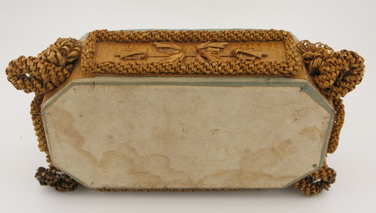 Bouteille de parfum érotique en corne de prisonnier de guerre Napoléonien, coffret en paille-photo-7