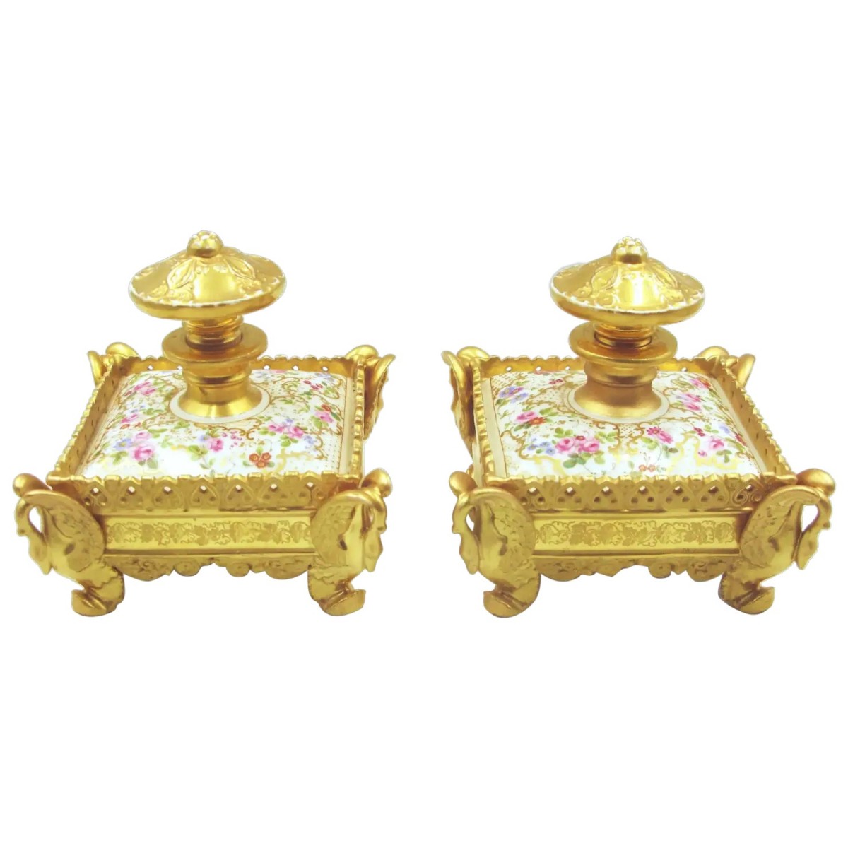 Pair Of 19th Century Porcelain Perfume Bottles By Jacob Petit Paris