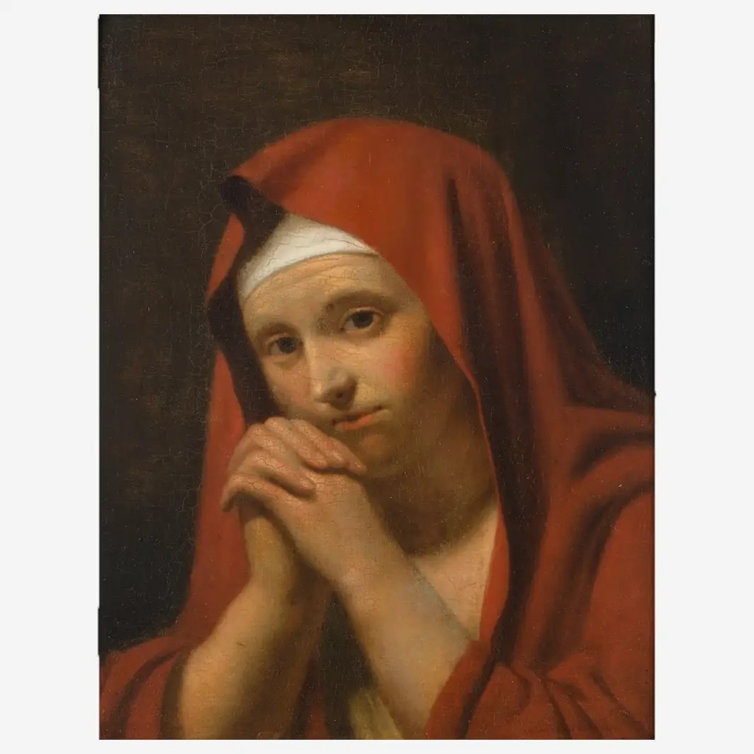D'après le cercle de César Van Everdingen (1617-1678), femme en prière, huile