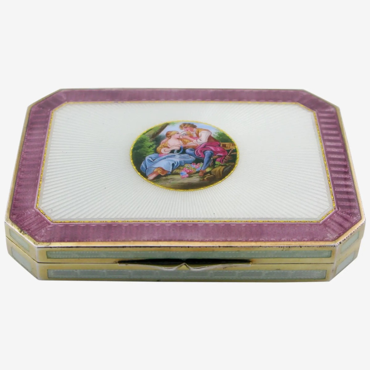 Tabatière en argent 935 doré et émail guilloché Alexander Sturm Vienna