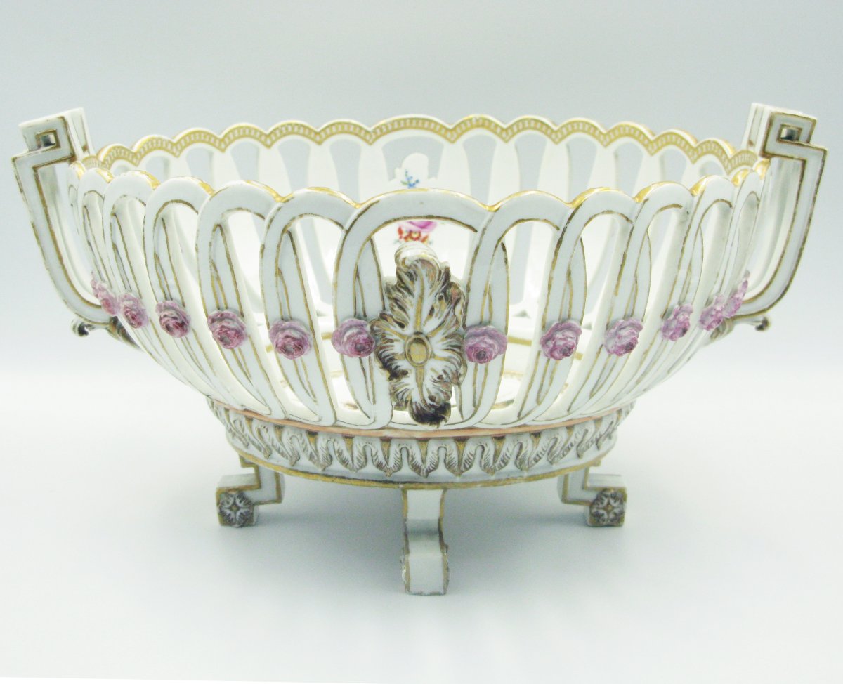 18th Century Meissen Porcelain Basket, Marcolini Period-photo-4
