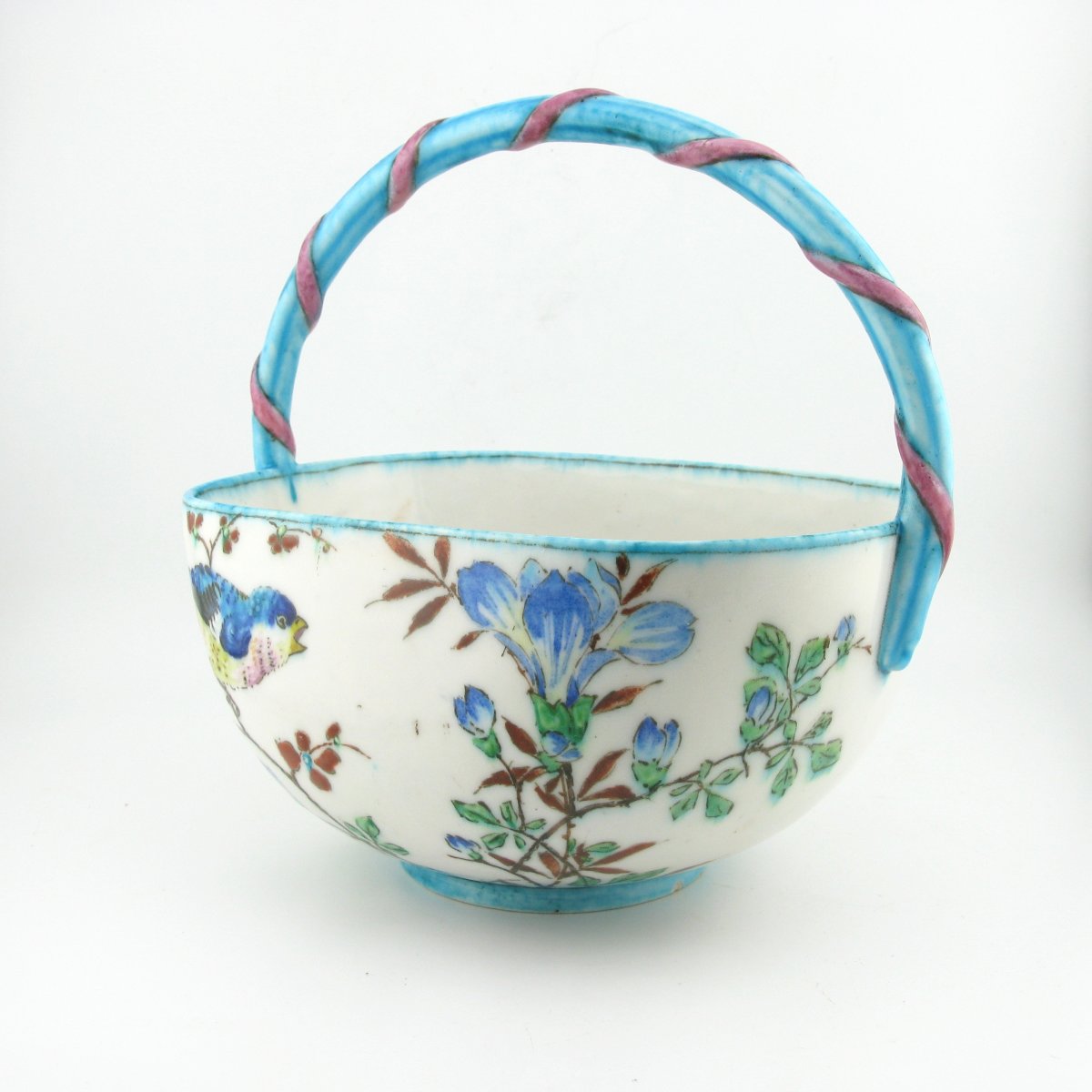 Théodore Deck (Français 1823-1891) Panier en poterie du XIXe siècle-photo-2