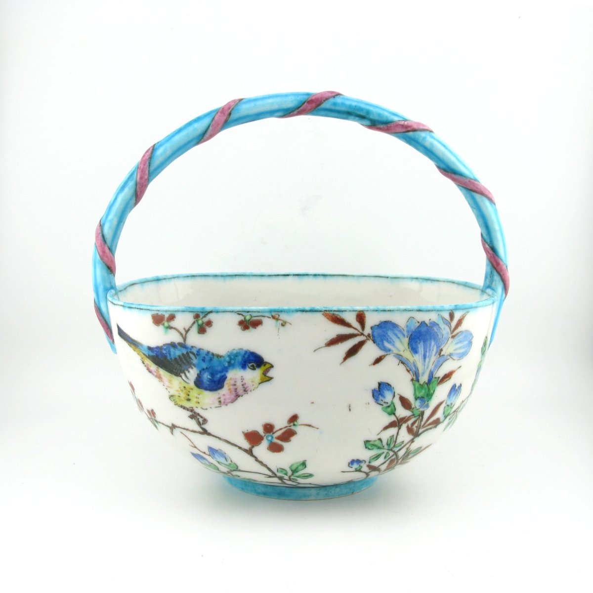 Théodore Deck (Français 1823-1891) Panier en poterie du XIXe siècle-photo-3