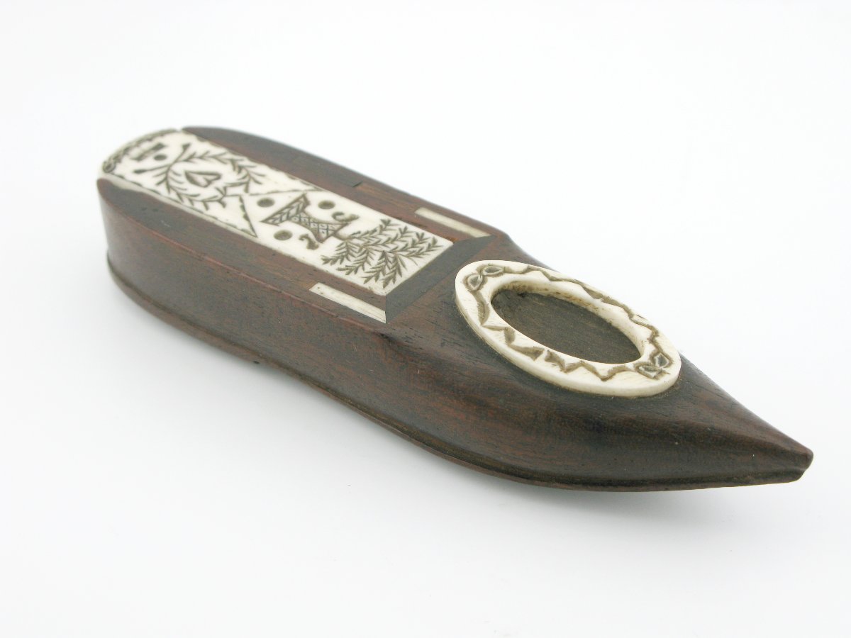 C1800 Napoleonic Or American Prisoner Of War Wooden Shoe Dominoes Set -photo-3