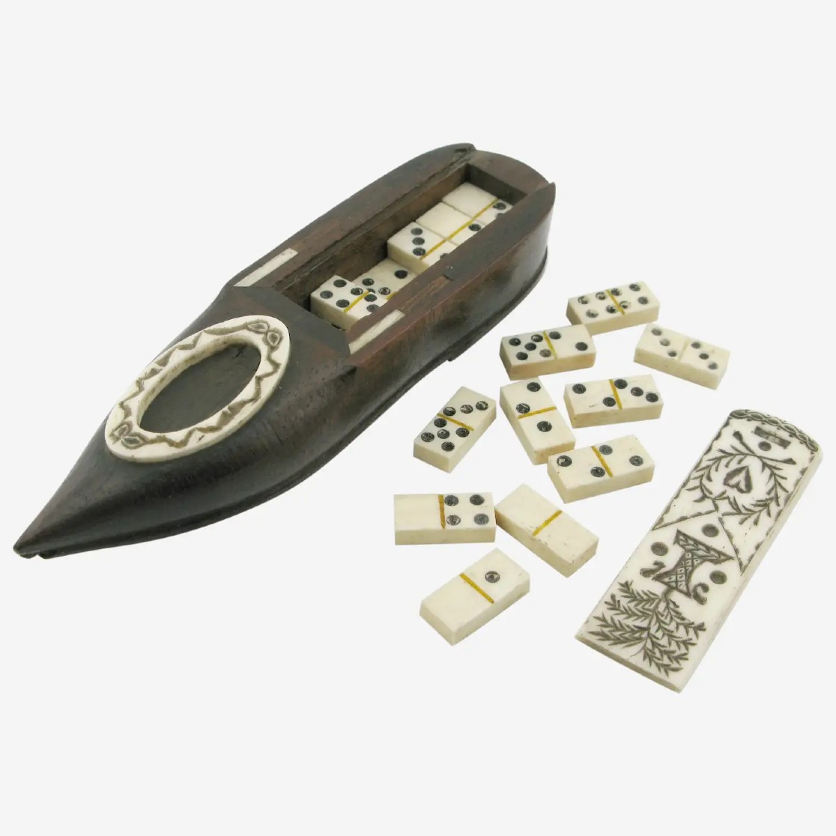 C1800 Napoleonic Or American Prisoner Of War Wooden Shoe Dominoes Set 