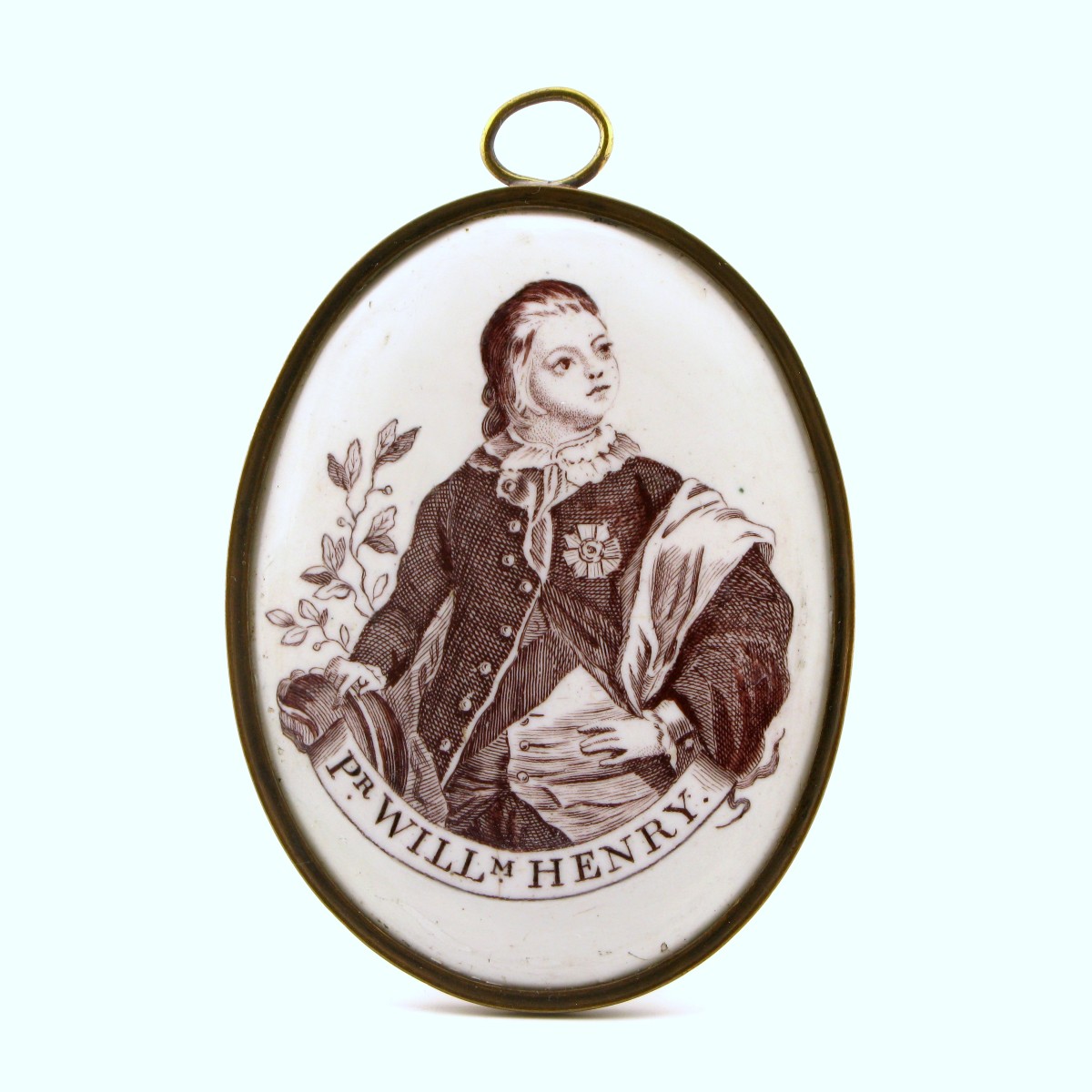 Plaque émaillée anglaise du XVIIIe siècle de Liverpool représentant le prince William Henry