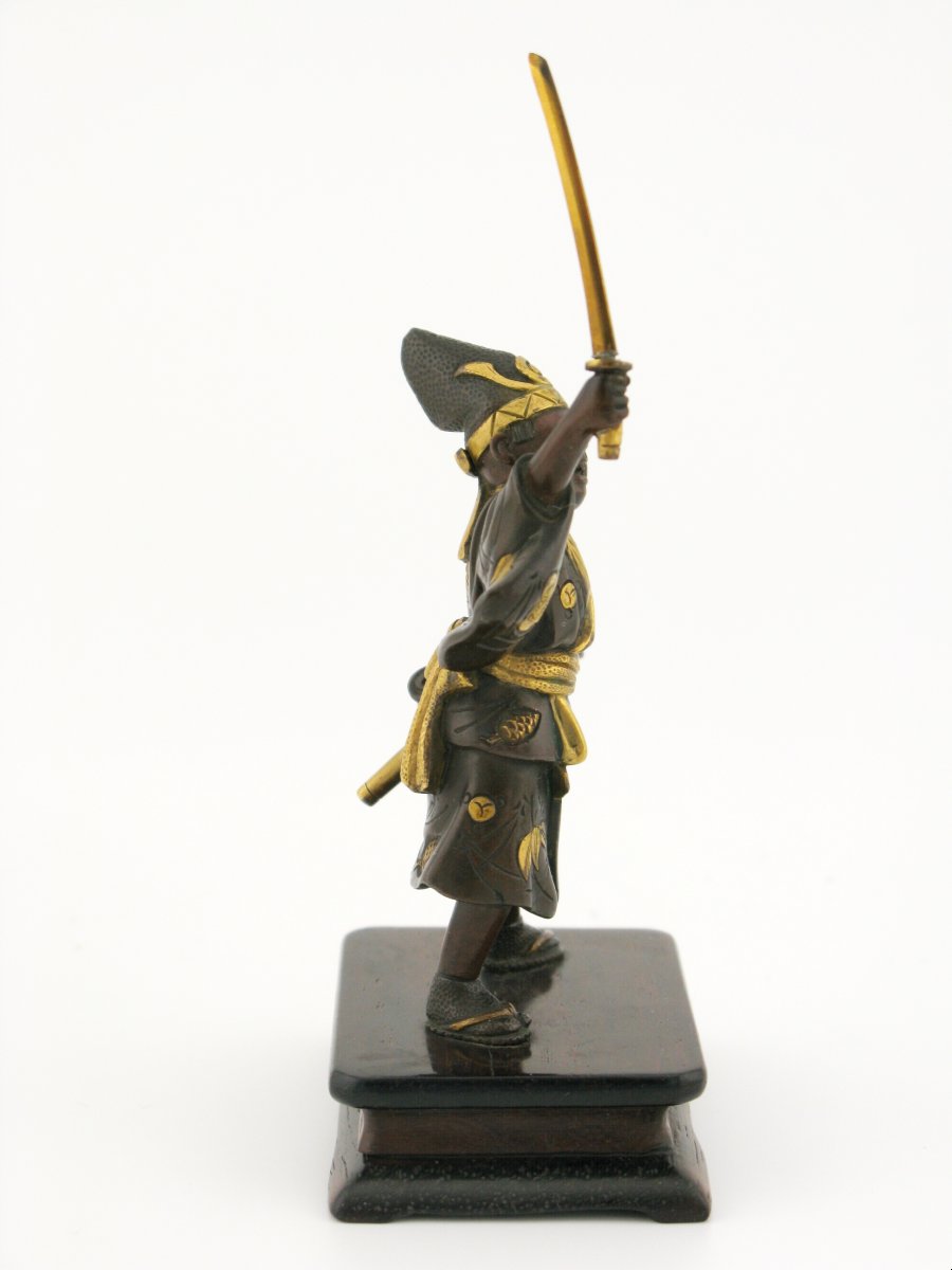 Guerrier okimono en bronze doré de Miyao Eisuke, période Meiji, Japon, XIXe siècle-photo-3