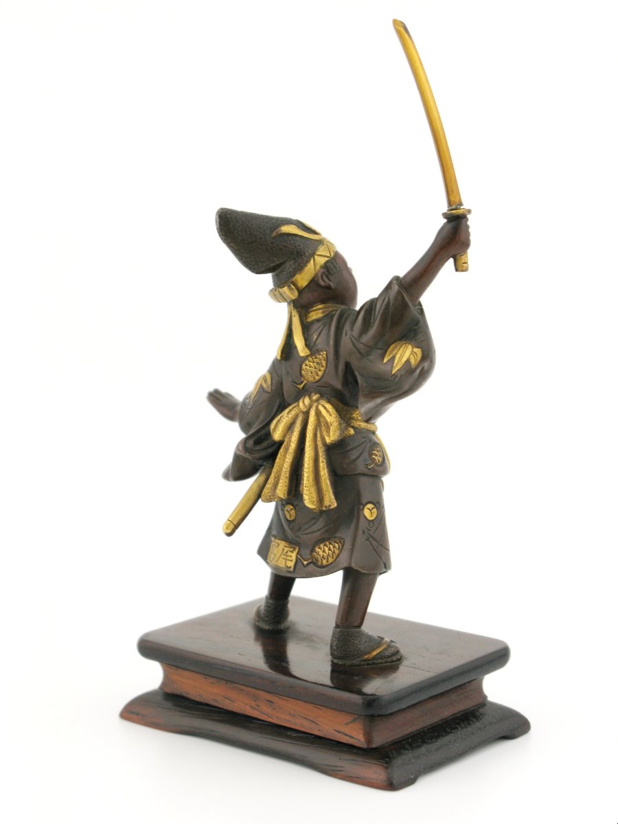 Guerrier okimono en bronze doré de Miyao Eisuke, période Meiji, Japon, XIXe siècle-photo-4