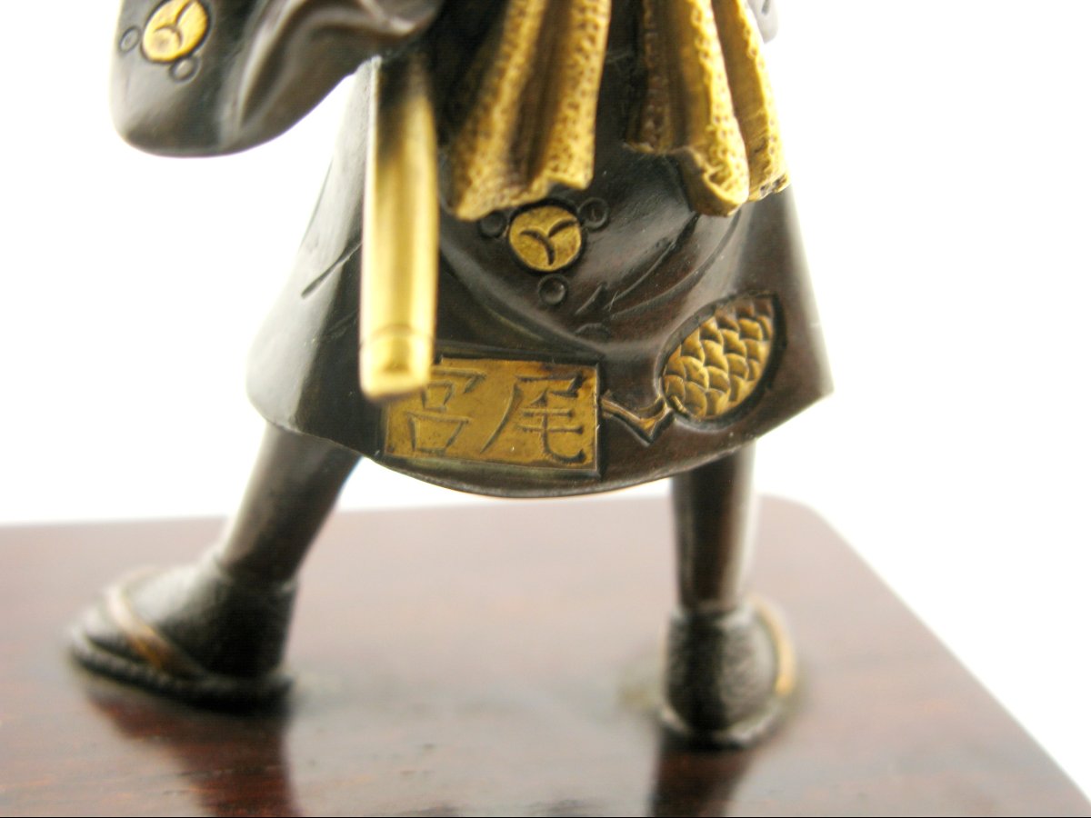 Guerrier okimono en bronze doré de Miyao Eisuke, période Meiji, Japon, XIXe siècle-photo-6