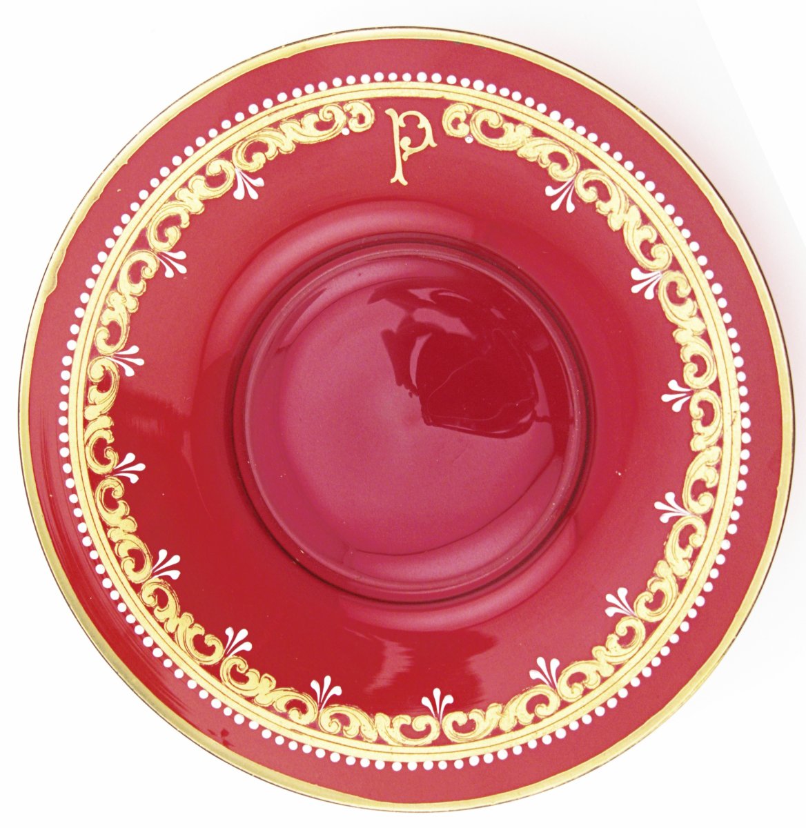 Venetian Murano Commedia Dell'arte Enamel Ruby Glass Cup Saucer Trio-photo-3