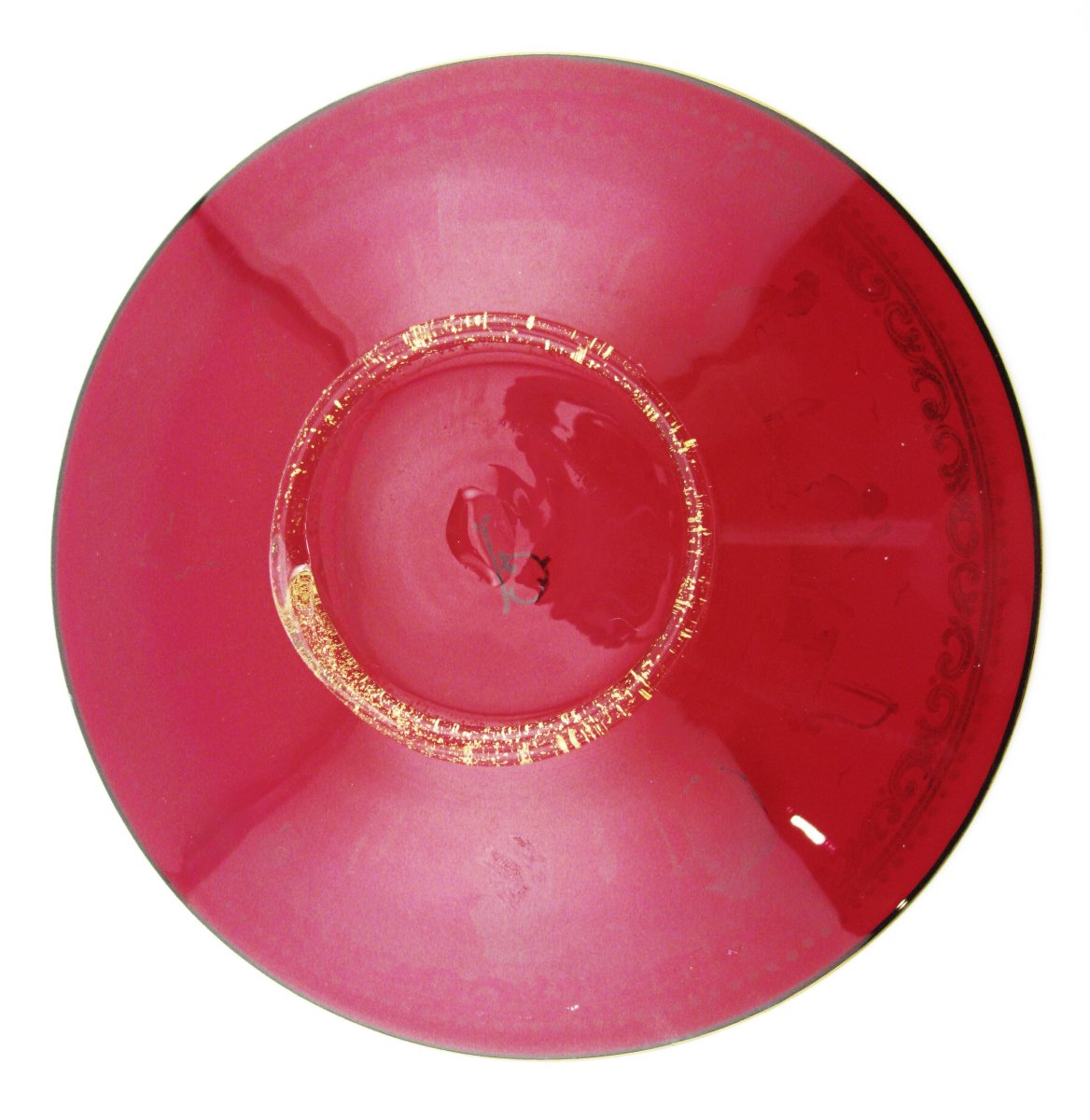 Venetian Murano Commedia Dell'arte Enamel Ruby Glass Cup Saucer Trio-photo-1