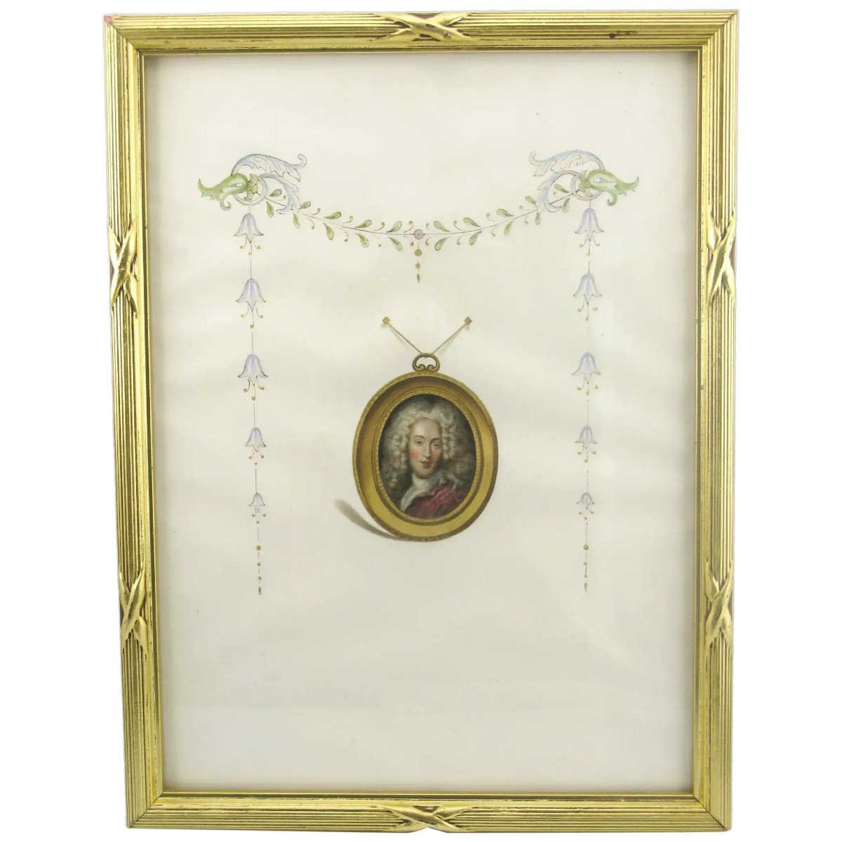 Portrait miniature en trompe-l'œil du XIXe siècle d'un gentilhomme