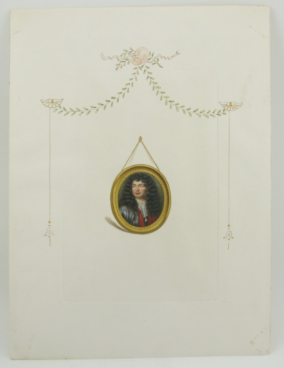Portrait miniature en trompe-l'œil du XIXe siècle d'un gentilhomme -photo-2