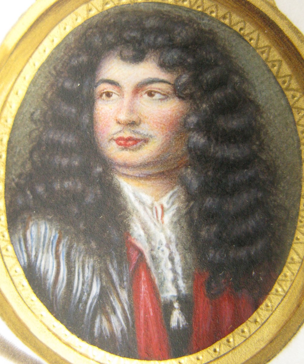 Portrait miniature en trompe-l'œil du XIXe siècle d'un gentilhomme -photo-1