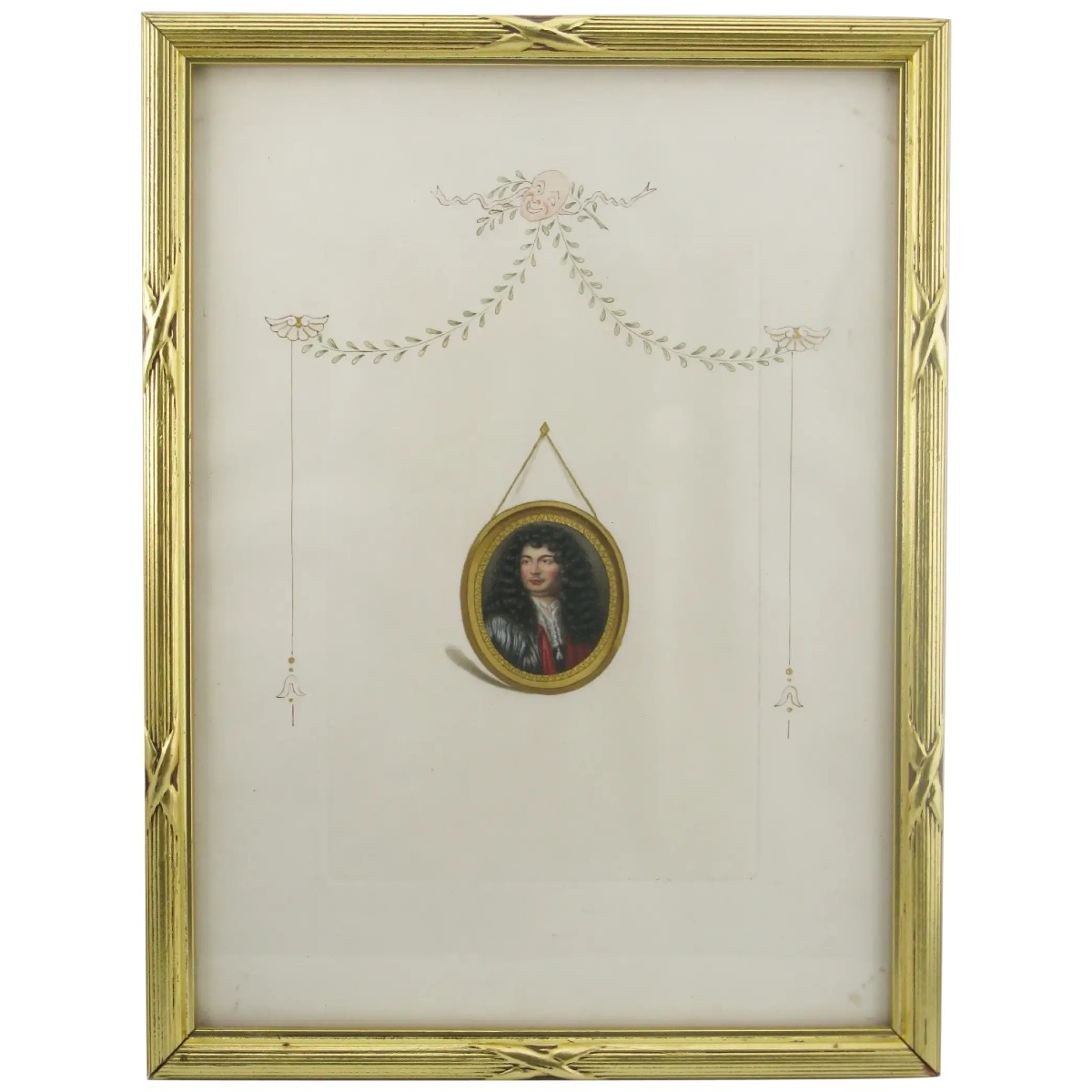 Portrait miniature en trompe-l'œil du XIXe siècle d'un gentilhomme 